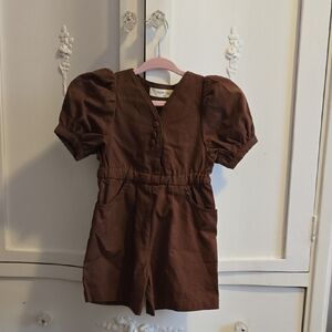 Brown Puff Sleeve Romper